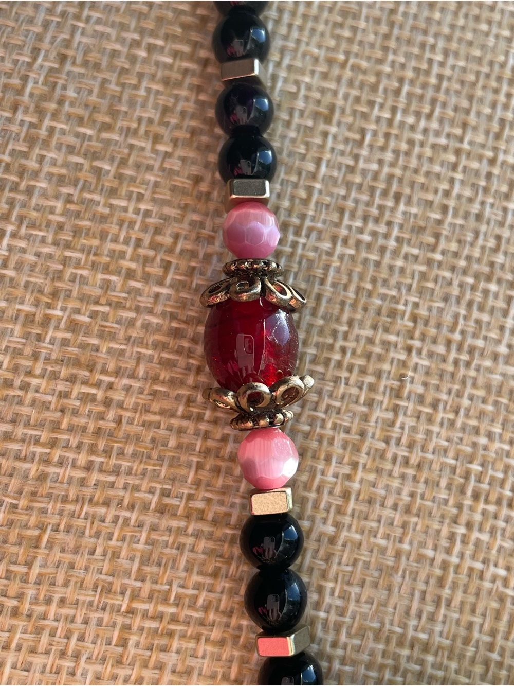 Artisan Made Vintage Czech Glass Necklace with Cloisonné Pendant - Picture 3 of 4